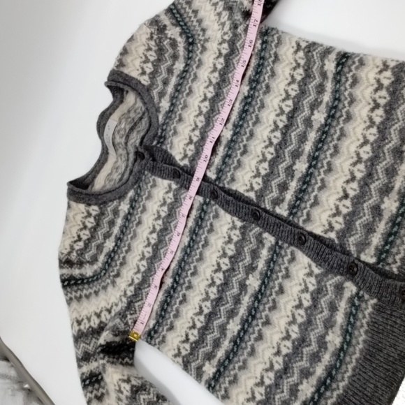 Theoria Nordic print buttondown cardigan sweater smaller large gray/green - Picture 8 of 9